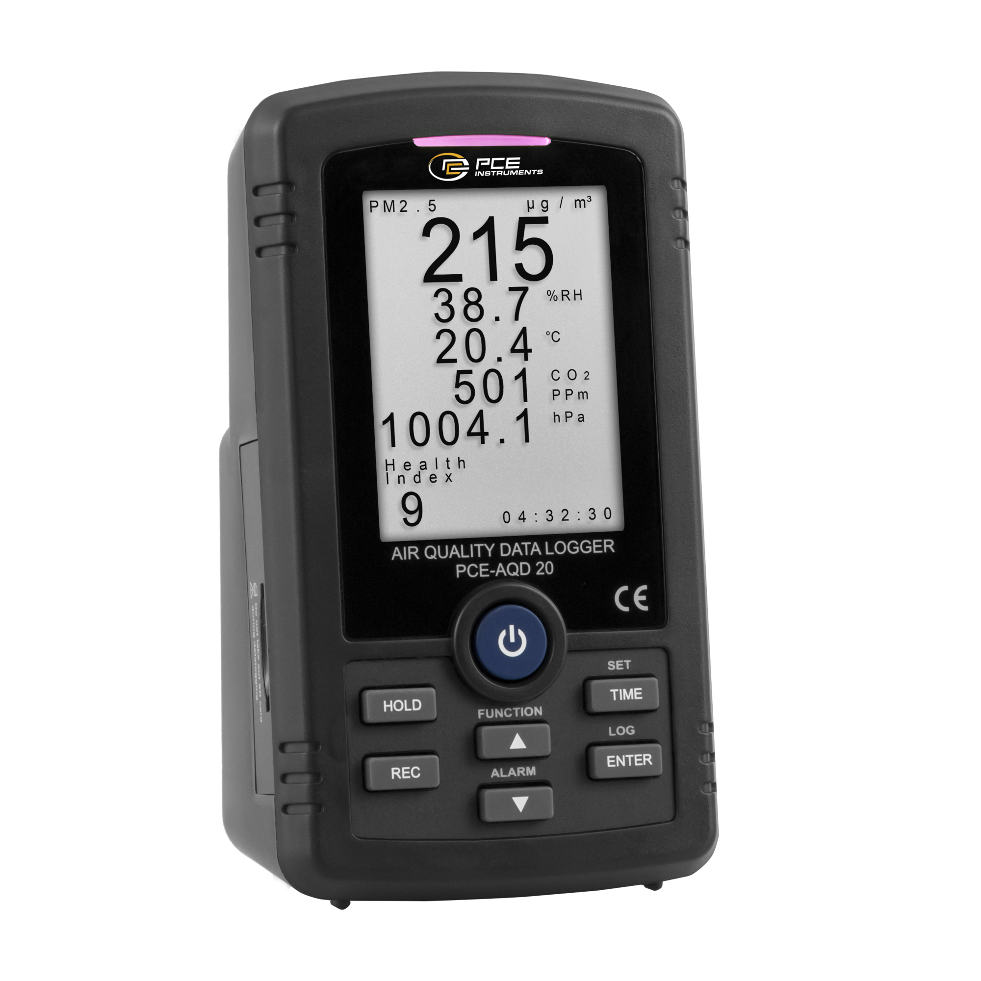 PCE Air Quality Datalogger — Measures Temperature, Humidity, CO2, PM2.5, Model# PCE-AQD 20
